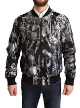 Black Silver Puppi Motive Bomber Jacket Dolce & Gabbana