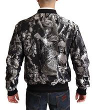 Black Silver Puppi Motive Bomber Jacket Dolce & Gabbana