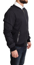 Blue Silk Coat Short Bomber Men Jacket Dolce & Gabbana