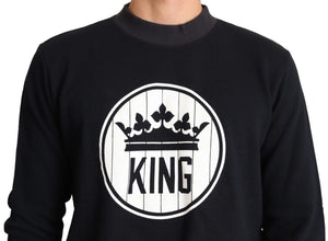 Blue Crown King Cotton Pullover Sweater Dolce & Gabbana