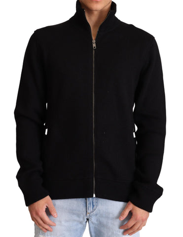 Black Cashmere Zipper Mens Sweater Dolce & Gabbana