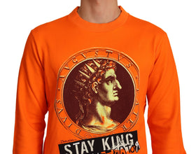 Orange King Ceasar Cotton Pullover Sweater Dolce & Gabbana