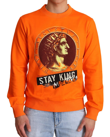 Orange King Ceasar Cotton Pullover Sweater Dolce & Gabbana