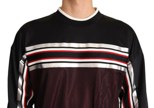 Black Red Mesh Sport Pullover Crewneck Sweater Dolce & Gabbana