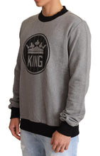 Gray Crown King Cotton Pullover Sweater Dolce & Gabbana