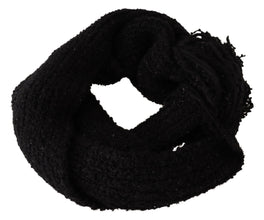 Black Virgin Wool Knitted Wrap Shawl Scarf Dolce & Gabbana