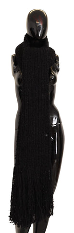 Black Virgin Wool Knitted Wrap Shawl Scarf Dolce & Gabbana
