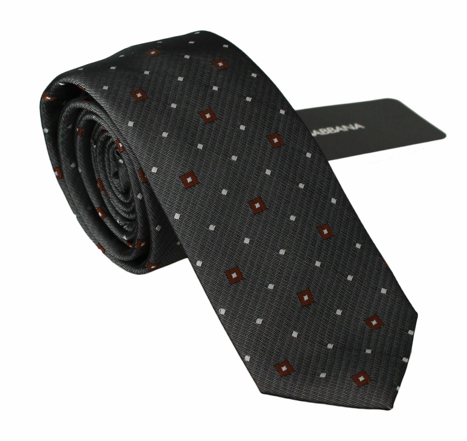 Gray Patterned Classic Mens Slim Necktie Dolce & Gabbana