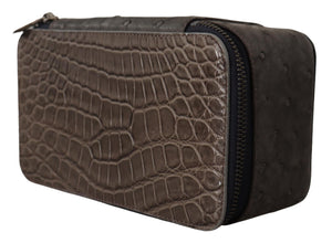 Gray Skin Leather Vanity Case Toiletry Shaving Bag Dolce & Gabbana