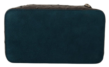 Gray Skin Leather Vanity Case Toiletry Shaving Bag Dolce & Gabbana