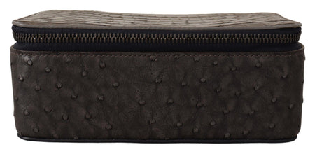 Gray Skin Leather Vanity Case Toiletry Shaving Bag Dolce & Gabbana