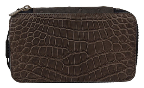 Gray Skin Leather Vanity Case Toiletry Shaving Bag Dolce & Gabbana