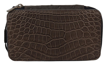 Gray Skin Leather Vanity Case Toiletry Shaving Bag Dolce & Gabbana