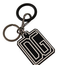 Black White DG Rubber Logo Silver Ring Keychain Dolce & Gabbana