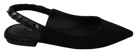 Black Flats Slingback Charmeuse Shoes Dolce & Gabbana