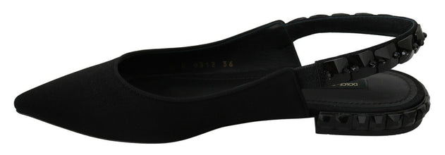Black Flats Slingback Charmeuse Shoes Dolce & Gabbana