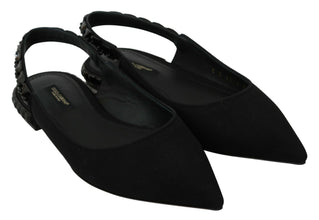 Black Flats Slingback Charmeuse Shoes Dolce & Gabbana