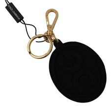 Black Rubber DG Logo Gold Brass Metal Keyring Keychain Dolce & Gabbana