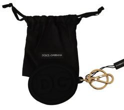 Black Rubber DG Logo Gold Brass Metal Keyring Keychain Dolce & Gabbana
