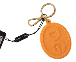 Orange Rubber DG Logo Gold Brass Metal Keychain Dolce & Gabbana