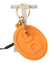 Orange Rubber DG Logo Gold Brass Metal Keychain Dolce & Gabbana