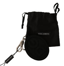 Black Rubber DG Logo Silver Brass Metal Keychain Dolce & Gabbana