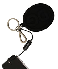 Black Rubber DG Logo Silver Brass Metal Keychain Dolce & Gabbana