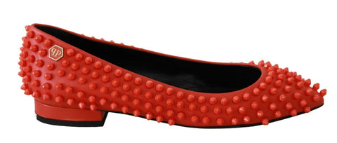 Orange Leather Ballerina WHAT I DO Flats Shoes Philipp Plein