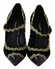Black Embellished Velvet Mary Jane Pumps Shoes Dolce & Gabbana