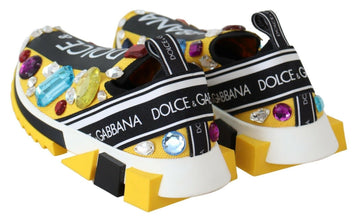 Yellow Multicolor Crystals Sneakers Shoes Dolce & Gabbana