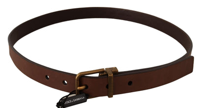 Brown Leather Rustic Buckle Cintura Belt Dolce & Gabbana