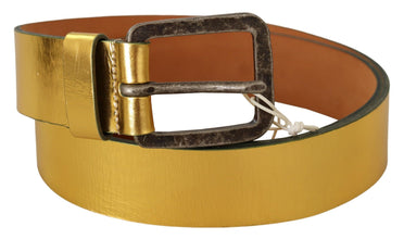 Gold Genuine Leather Rustic Silver Buckle Waist Belt John Galliano