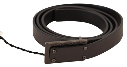 Dark Brown Leather Logo Buckle Belt Costume National