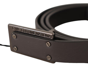 Dark Brown Leather Logo Buckle Belt Costume National