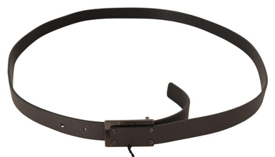 Dark Brown Leather Logo Buckle Belt Costume National