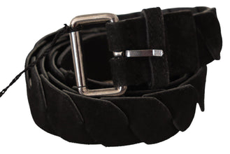 Black WX Silver Tone Buckle Waist Belt GF Ferre