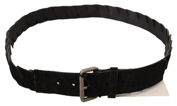 Black WX Silver Tone Buckle Waist Belt GF Ferre