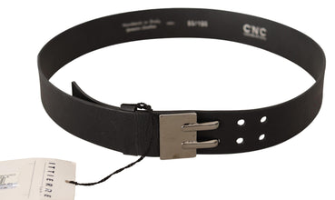 Black Leather Silver Buckle Waist Belt Costume National