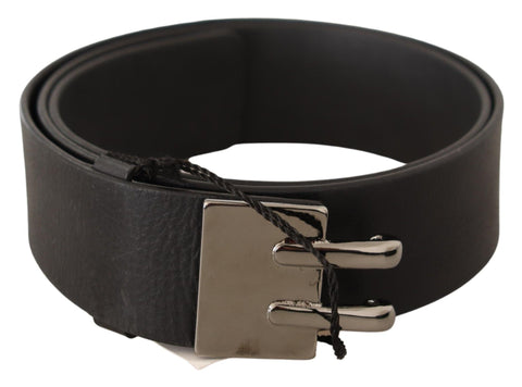 Black Leather Silver Buckle Waist Belt Costume National