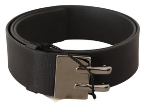 Black Leather Silver Buckle Waist Belt Costume National