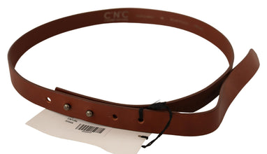 Brown Leather Silver Fastening Belt Costume National
