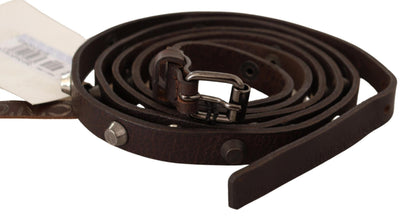 Brown Leather Silver Tone Buckle Belt Costume National