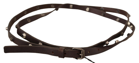 Brown Leather Silver Tone Buckle Belt Costume National