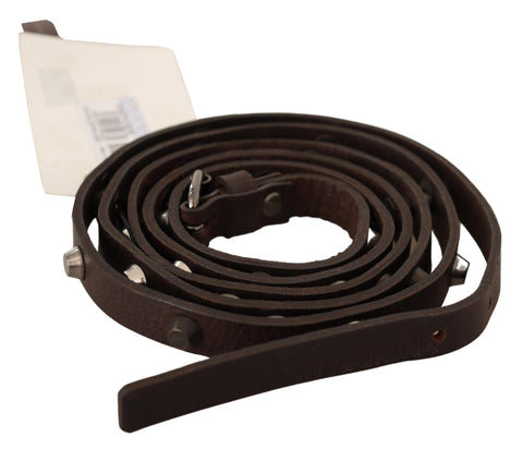 Brown Leather Silver Tone Buckle Belt Costume National