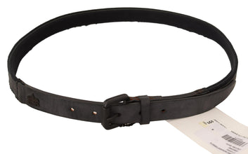 Black Leather Logo Buckle Waist Women Belt Ermanno Scervino