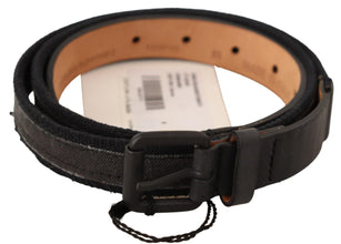 Black Leather Logo Buckle Waist Women Belt Ermanno Scervino