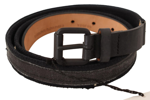 Black Leather Logo Buckle Waist Women Belt Ermanno Scervino