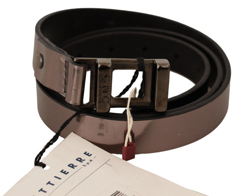 Pink Metallic Leather Buckle Belt Costume National