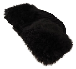 Black Cashmere Fur Women Beanie Women Hat Dolce & Gabbana