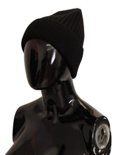 Black Wool Knit Women Winter Hat Dolce & Gabbana